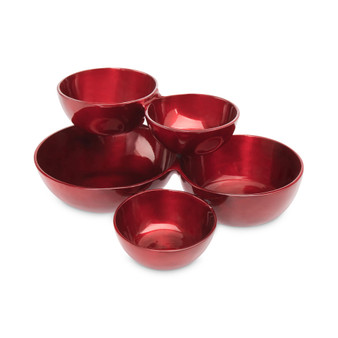 Red Cluster Serving Bowls, Set of 5