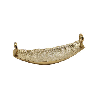 15.25"L Gold Boat Shaped Dish Hammered Finish
