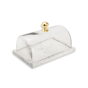Rectangular Marble Cake Dome with Knob