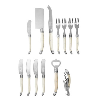 Laguiole Ultimate 13-Piece Charcuterie and Barware Set with Faux Ivory Handles