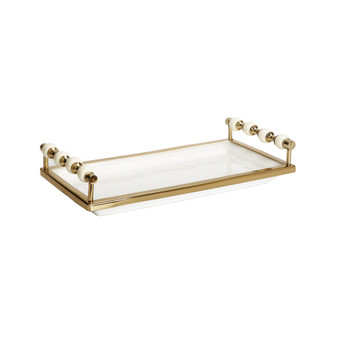 Rectangular Tray with Beaded Handles, 14" x 7"