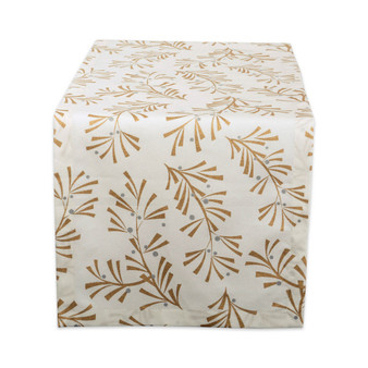 Metallic Holly Leaves Table Runner