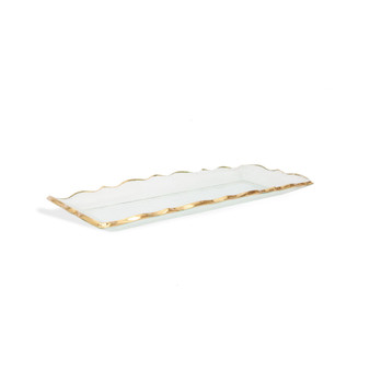 13.75"L Glass Oblong Tray With Gold Edge