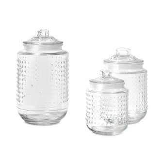 Beaded Glass Canisters with Lids, Set of 3