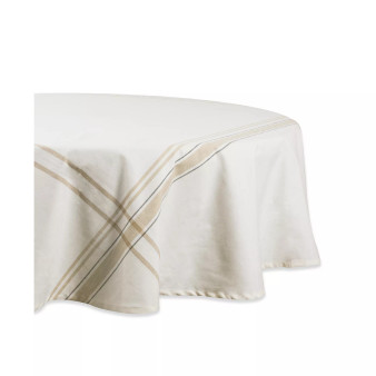 Chambray French Stripe Tablecloth 70" Round