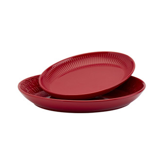 Set of 2 Red Oval Platters