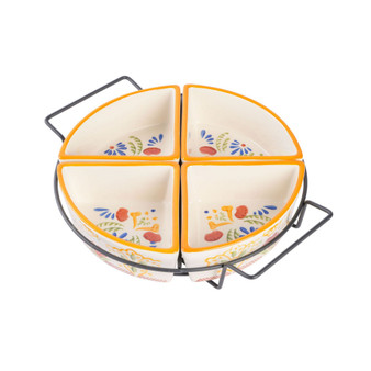 Tierra Hand Painted 4 Section Tidbit Server