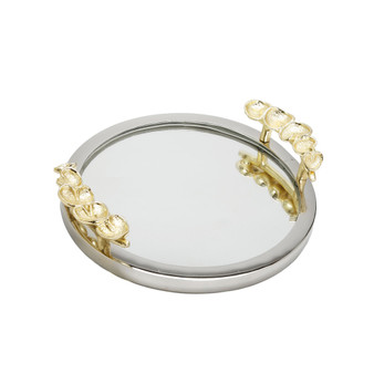 Mirror Tray Border Leaf Design on Handle 12" x 2"