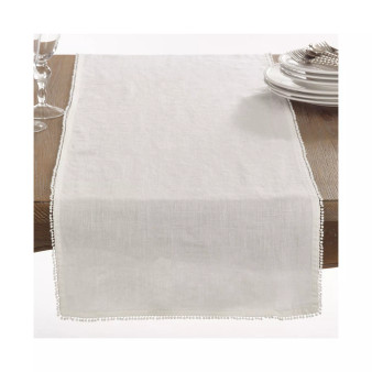 Pom Pom Design Linen Dining Room Table Runner