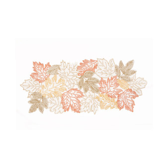 Autumn Leaves Embroidered Cutwork Table Runner