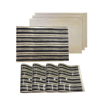 Reversible Metallic Place Mats Non-Slip Jagged 12" x 18" Placemats - Set of 4