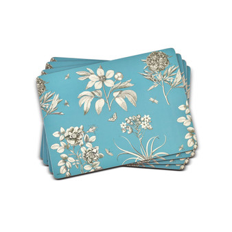 Etchings & Roses Blue by Sanderson Placemats, Set of 4