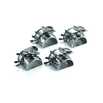 Black Orchid Napkin Ring Set