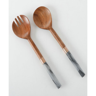 Laurie Gates Two piece serving set in wood and marble