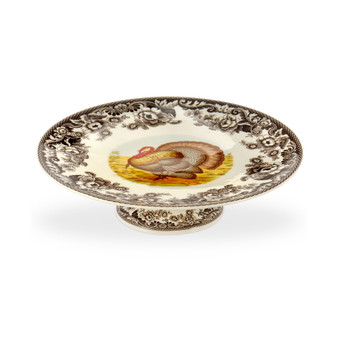 Woodland Turkey Footed Cake Plate