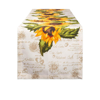 Rustic Sunflowers Printed Table Runner, 14" x 108"