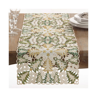 Panettone Collection Holiday Christmas Tree Cutwork Table Runner