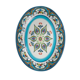 Zanzibar Ceramic Artisan Design 16" Oval Serving Platter