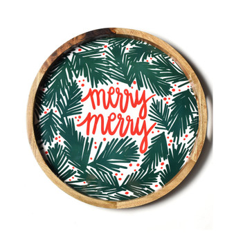 Balsam and Berry Holly Wooden Handled Round Tray