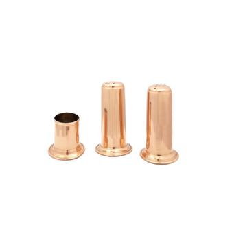 International 4 Solid Copper Salt and Pepper Set with 2 Toothpick Holder