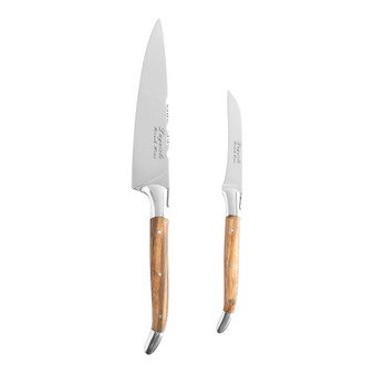 2-Piece Connoisseur Laguiole Vegetable Knife Set with Olive Wood Handles