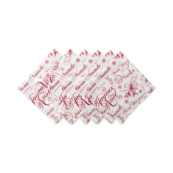 Vintage Christmas Print Napkin, Set of 6
