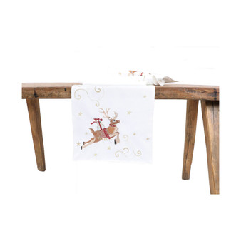 Reindeer with Gifts Embroidered Christmas Table Runner