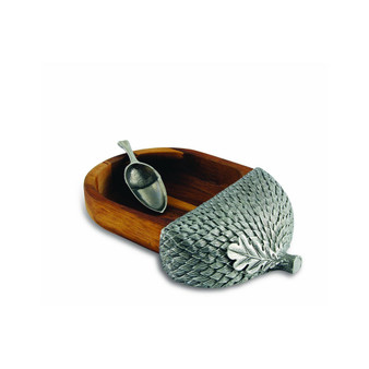 Wood Acorn Nut Bowl Wide, Spoon Included