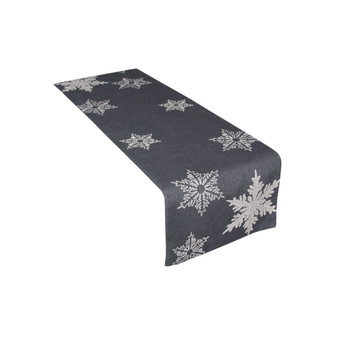 Glisten Snowflake Embroidered Christmas Table Runner, 16" x 70"