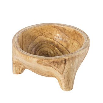 Burned Wood Carved Small Serving Fruit Bowl Bread Basket