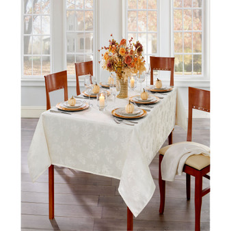 Elegant Woven Leaves Jacquard Damask Tablecloth, 52"x70"