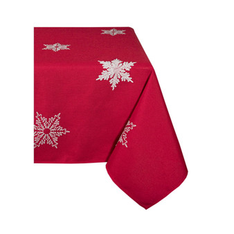 Glisten Snowflake Embroidered Christmas Tablecloth, 70" x 120"