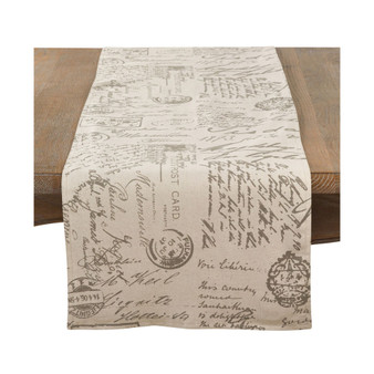 Old Fashioned Script Print Design Table Runner, 54" x 16"