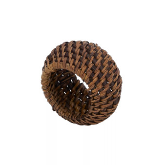 Rattan Napkin Rings with Woven Design, Set of 4, 2.4" x 2.4"