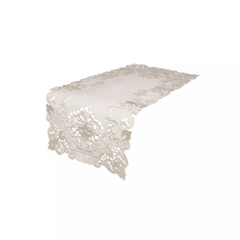 Garden Trellis Embroidered Cutwork Table Runner, 15" x 34"