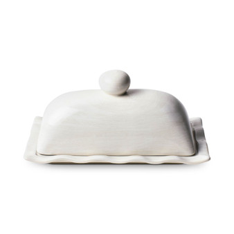 by Laura Johnson Signature White Ruffle Domed Butter Dish