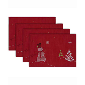 Embroidered Snowman Placemat, Set of 4