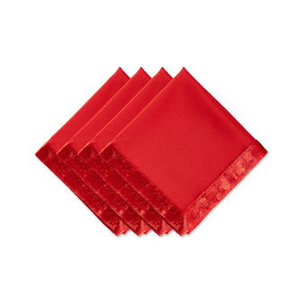 Design Import Velvet Trimmed Napkin, Set of 4