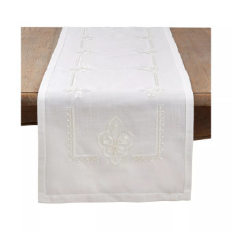Embroidered Runner with Fleur-De-Lis Design