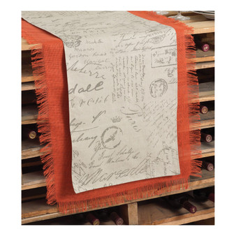 Old Fashioned Script Print Design Table Runner, 108" x 16"