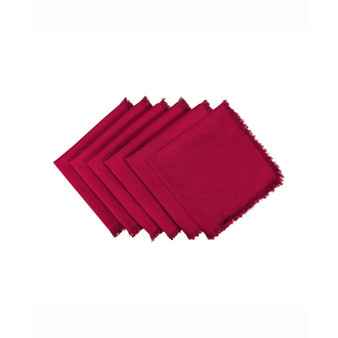 Solid Wine Heavyweight Fringed Napkin Set of 6