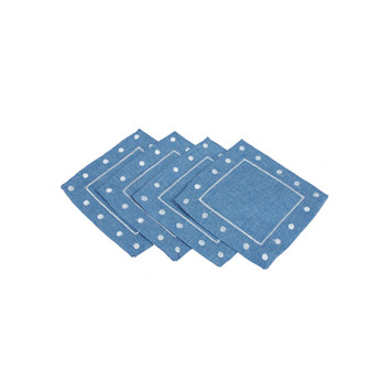 Polka Dot Embroidered Placemats - Set of 4, 6" x 6"