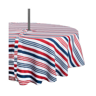 Patriotic Stripe Outdoor Tablecloth with Zipper 60" Round