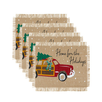 Home For the Holidays Burlap Placemat, Set of 4