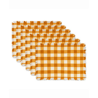 Pumpkin Spice Heavyweight Check Fringed Placemat Set of 6