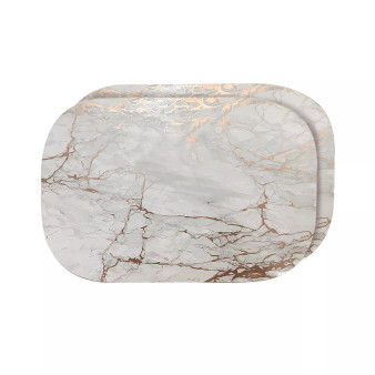 Foiled Marble Granite Thick Cork Heat Resistant 12" x 18" Placemats - Set of 2