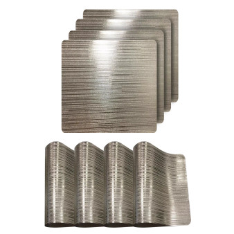 Reversible Emery Smooth Metallic Stripes 15" Placemats - Set of 4