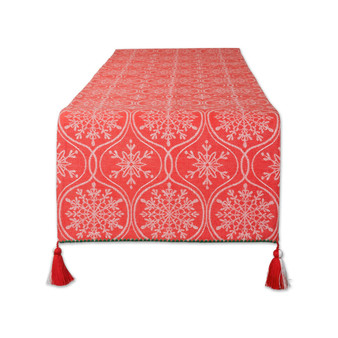 Joyful Snowflakes Jacquard Collection for Everyday Use, Holidays and Dinner Parties, Table Runner, 14" x 108"