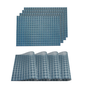 Checkers Woven Textilene Waterproof, Heat & Stain Resistant Washable 13" x 19" Placemat - Set of 4