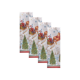 Santa's Snowy Sleighride Napkins, Set of 4